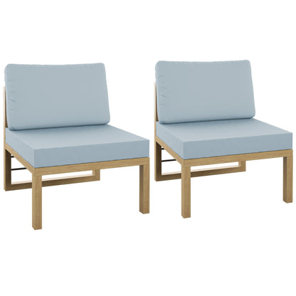 TK Classics Outdoor Aluminum Armless Sofa Seats, Set of 2