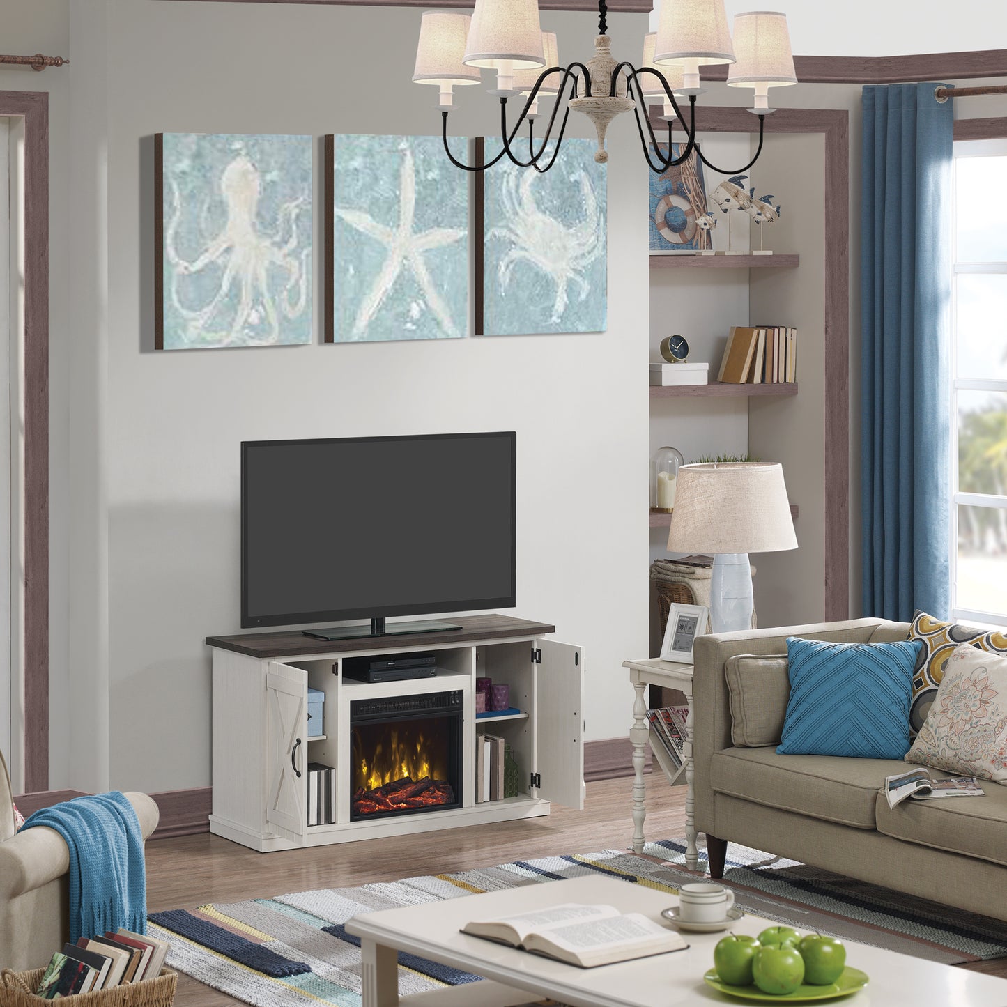 Cottonwood TV Stand for TVs up to 55" with Electric Fireplace