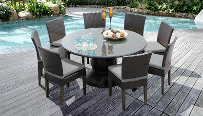 Napa 9 Piece Round Outdoor Patio Wicker Dining Set with Cushions