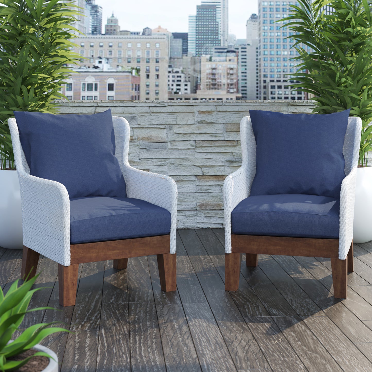 TK Classics Outdoor Arm Chairs with Cushions, Set of 2