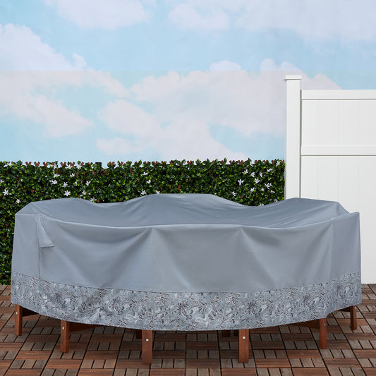 Vera Bradley by Classic Accessories Water-Resistant Round Table and Chair Set Cover, 94 x 23 Inch, Rain Forest Toile Gray