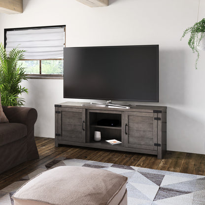 TV Stand for TVs up to 65" with Planked Doors and Nail Head Details