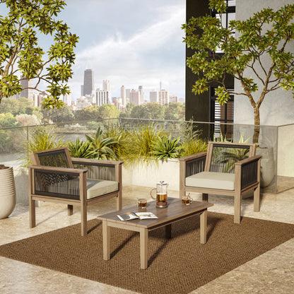 TK Classcis 3-Piece Acacia Conversation Set with 2 Armchairs