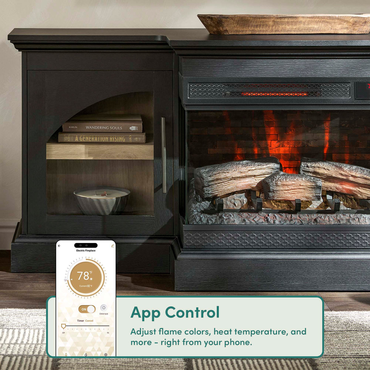 duraflame® 60" Smart Electric Fireplace TV Stand, Alexa Voice & App Control