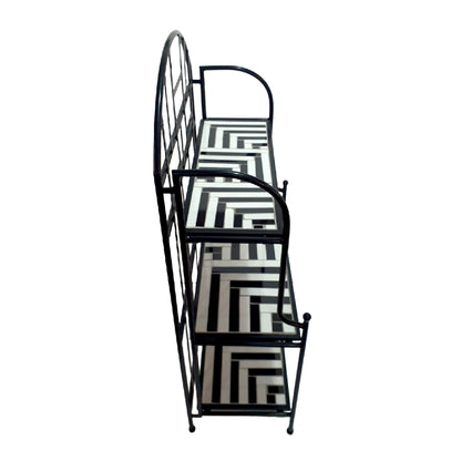 TK Classics Plant Stand with Mosaic Tile Shelves
