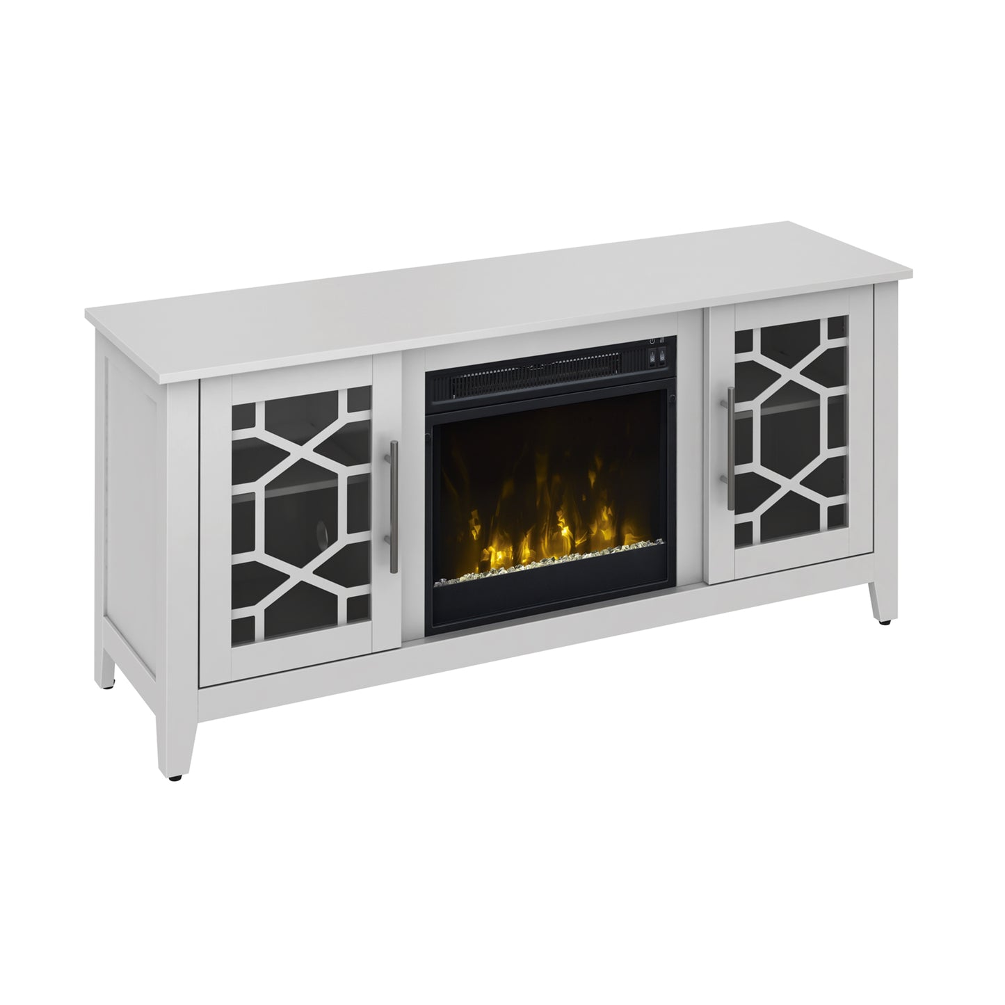 Clarion TV Stand for TVs up to 60" with 18" Electric Fireplace, Pure White