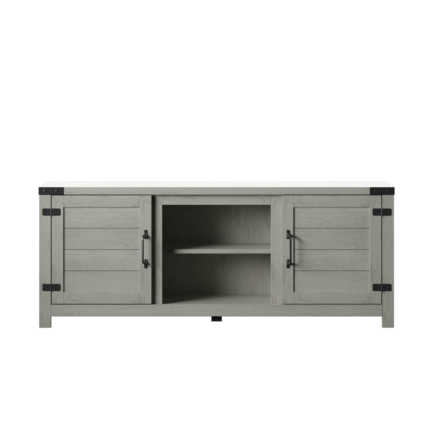 TV Stand for TVs up to 65" with Planked Doors and Nail Head Details