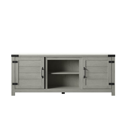 TV Stand for TVs up to 65" with Planked Doors and Nail Head Details
