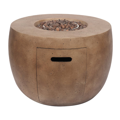 TK Classics 34.5” Round Fire Pit with Travertine Stone Finish