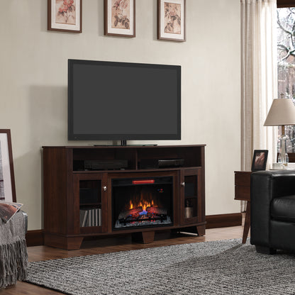 La Salle TV Stand for TVs up to 65", Midnight Cherry (Electric Fireplace Insert sold separately)