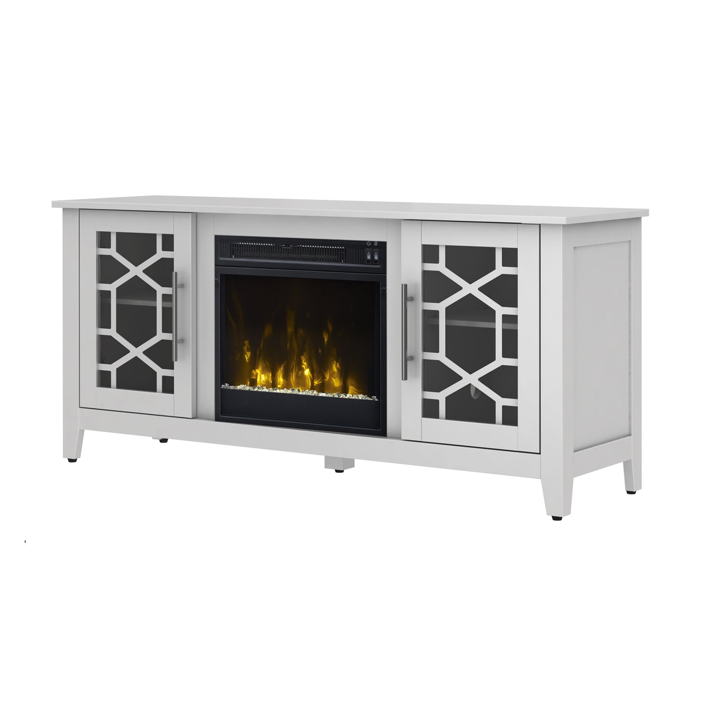 Clarion TV Stand for TVs up to 60" with 18" Electric Fireplace, Pure White