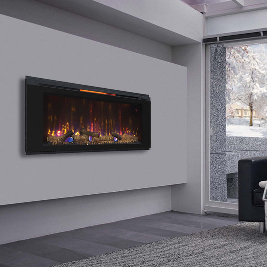 Helen 48" Wall Mounted Electric Fireplace, Black