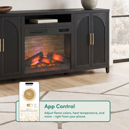 Sasha 80" Modern Reeded TV Stand with duraflame® Smart Electric Fireplace