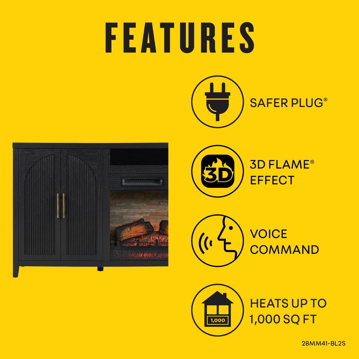 Sasha 80" Modern Reeded TV Stand with duraflame® Smart Electric Fireplace