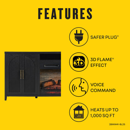 Sasha 80" Modern Reeded TV Stand with duraflame® Smart Electric Fireplace