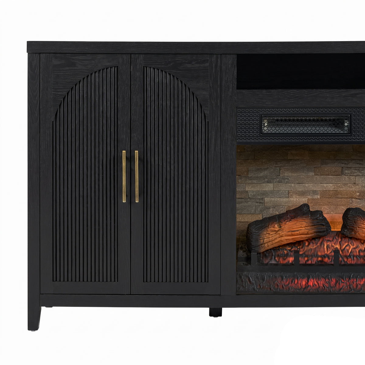 Sasha 80" Modern Reeded TV Stand with duraflame® Smart Electric Fireplace