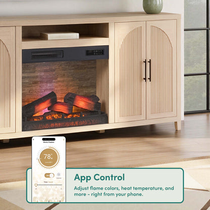 Sasha 80" Modern Reeded TV Stand with duraflame® Smart Electric Fireplace