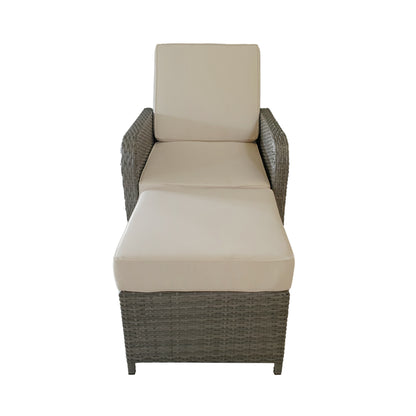 TK Classics Club Chair with Ottoman in Gray Wicker