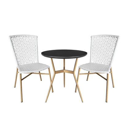 TK Classics 3 Piece Outdoor Dining Set with Tapered Legs