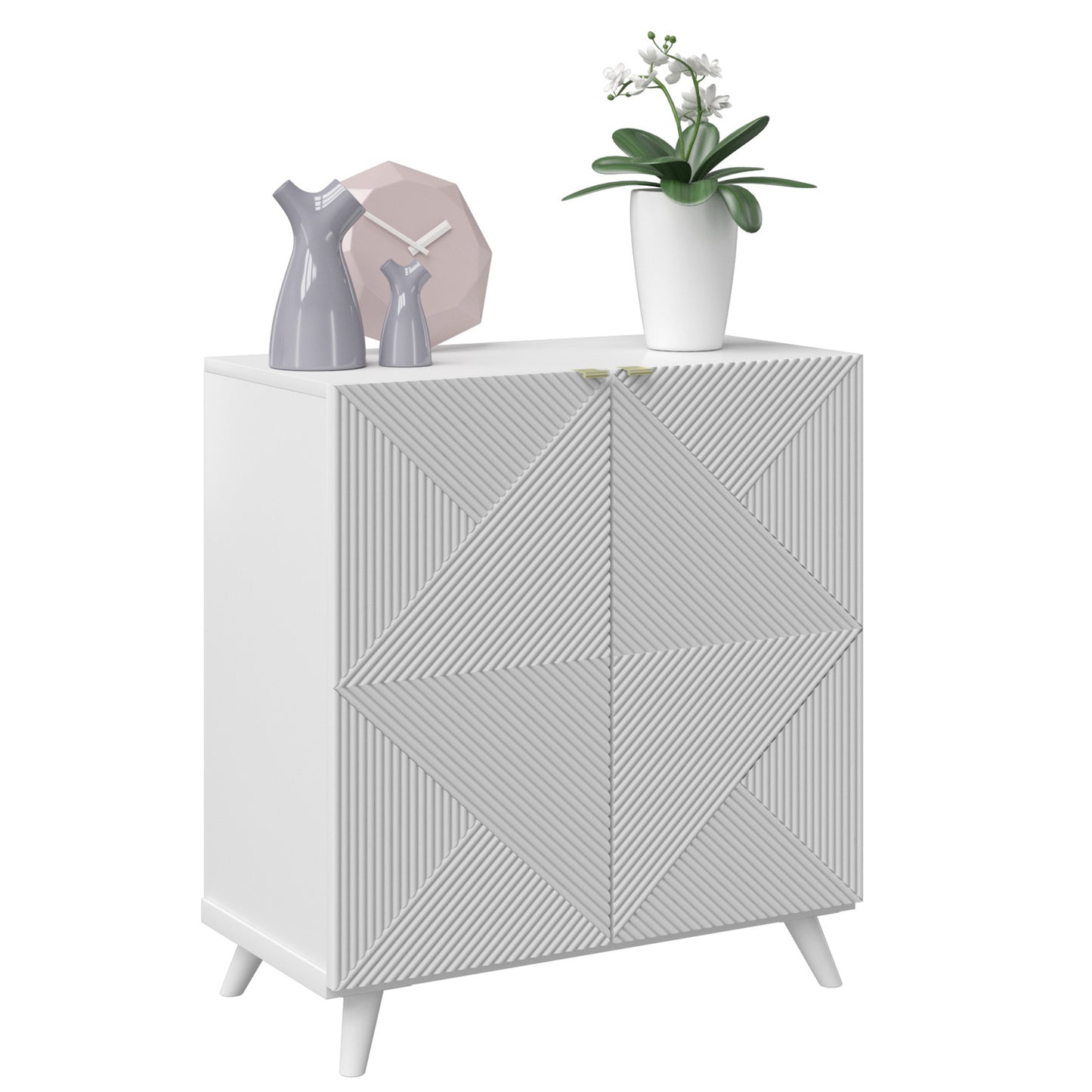 Accent Cabinet with Geometric Pattern Doors