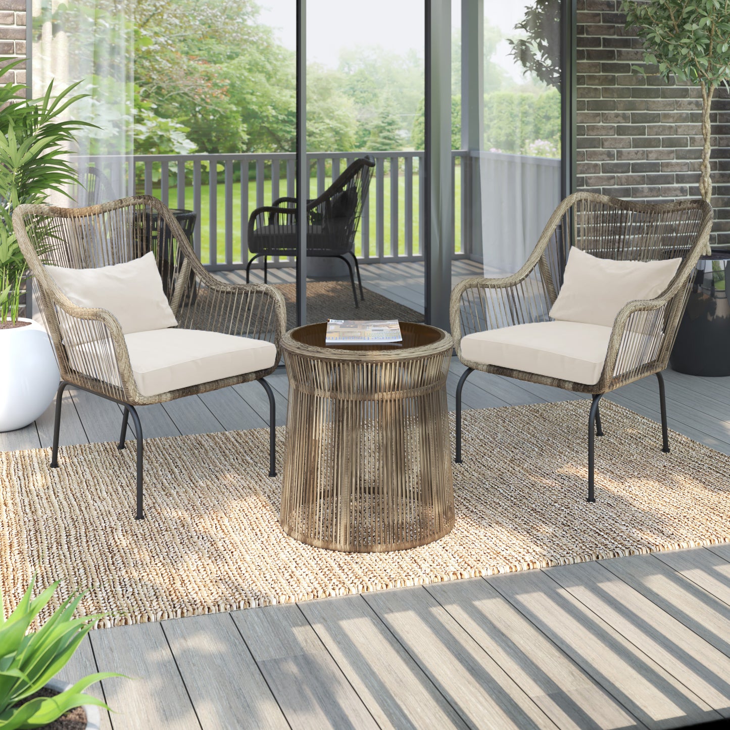TK Classics 3-Piece Outdoor Conversation Set with Cushions