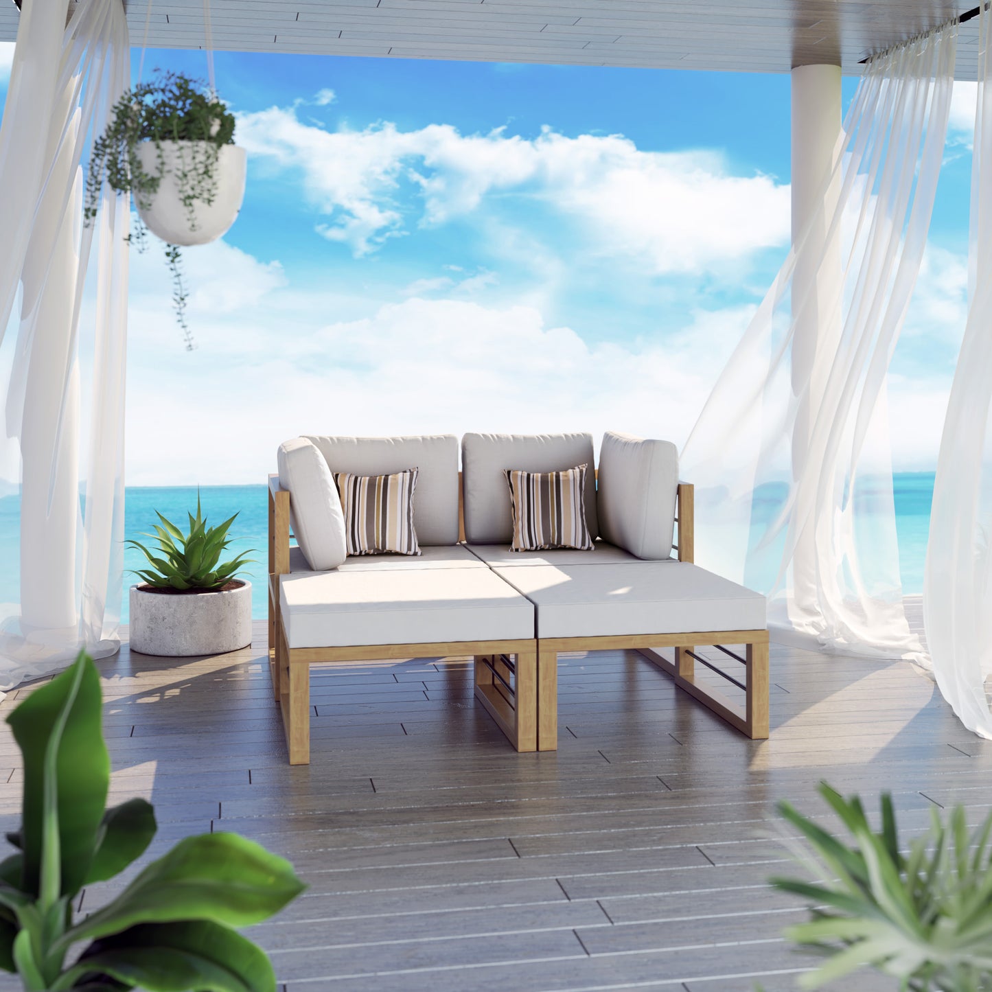 TK Classics 4 Piece Aluminum Outdoor Sectional Sunbed