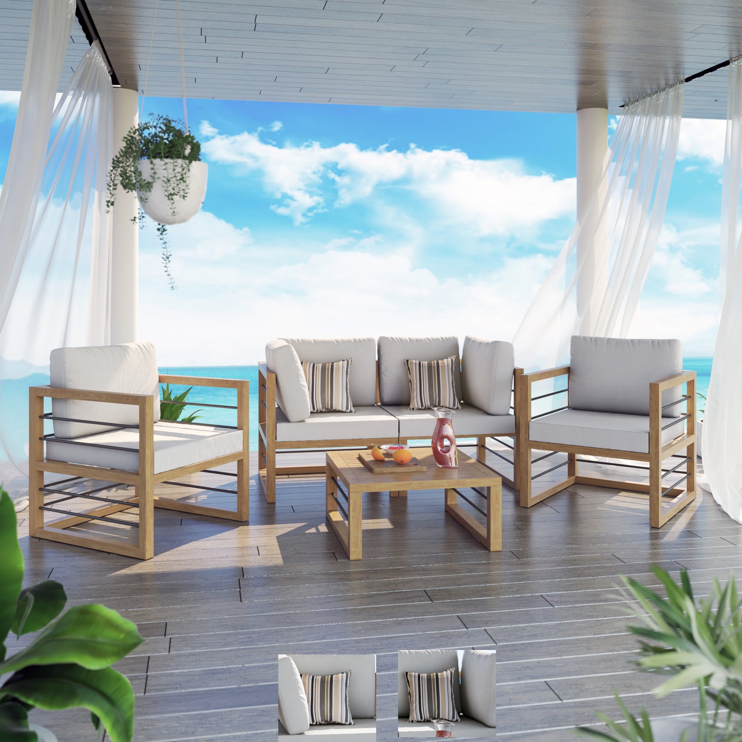 5 Piece Aluminum Outdoor Conversation Set