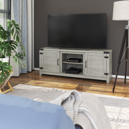 TV Stand for TVs up to 65" with Planked Doors and Nail Head Details