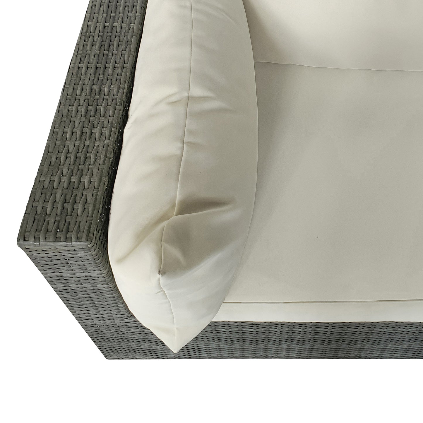 TK Classics Outdoor Corner Sofa - Dark Gray Wicker/Vanilla Cushion