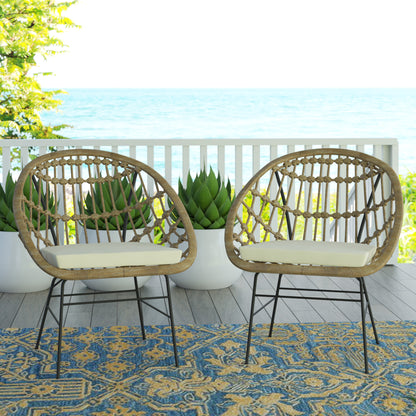 TK Classics Outdoor Arm Chairs with Cushions, Set of 2