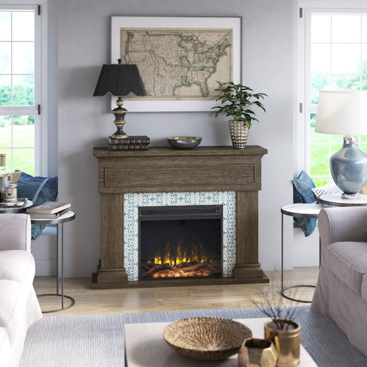 Wall Mantel Electric Fireplace with Reversible Surround