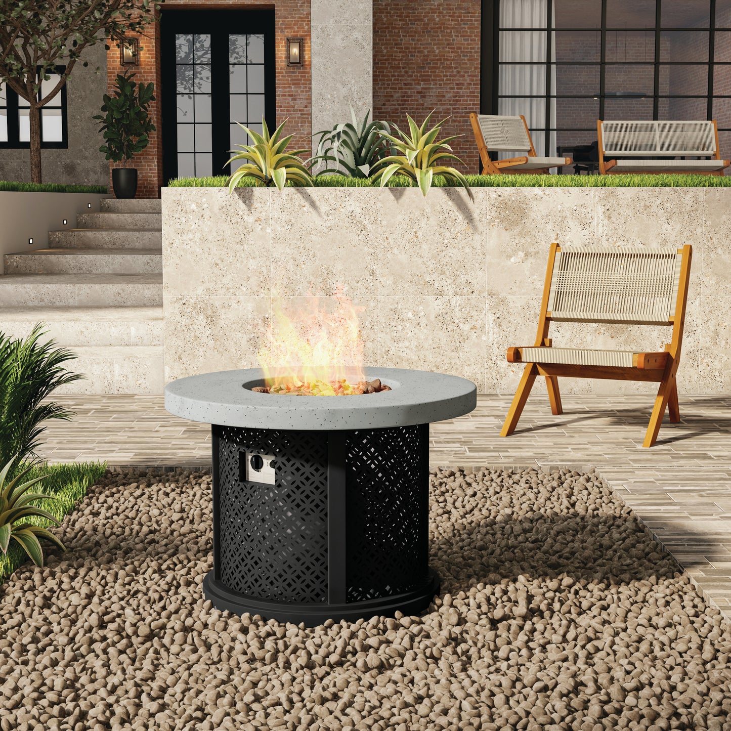 TK Classics Round Fire Pit Table