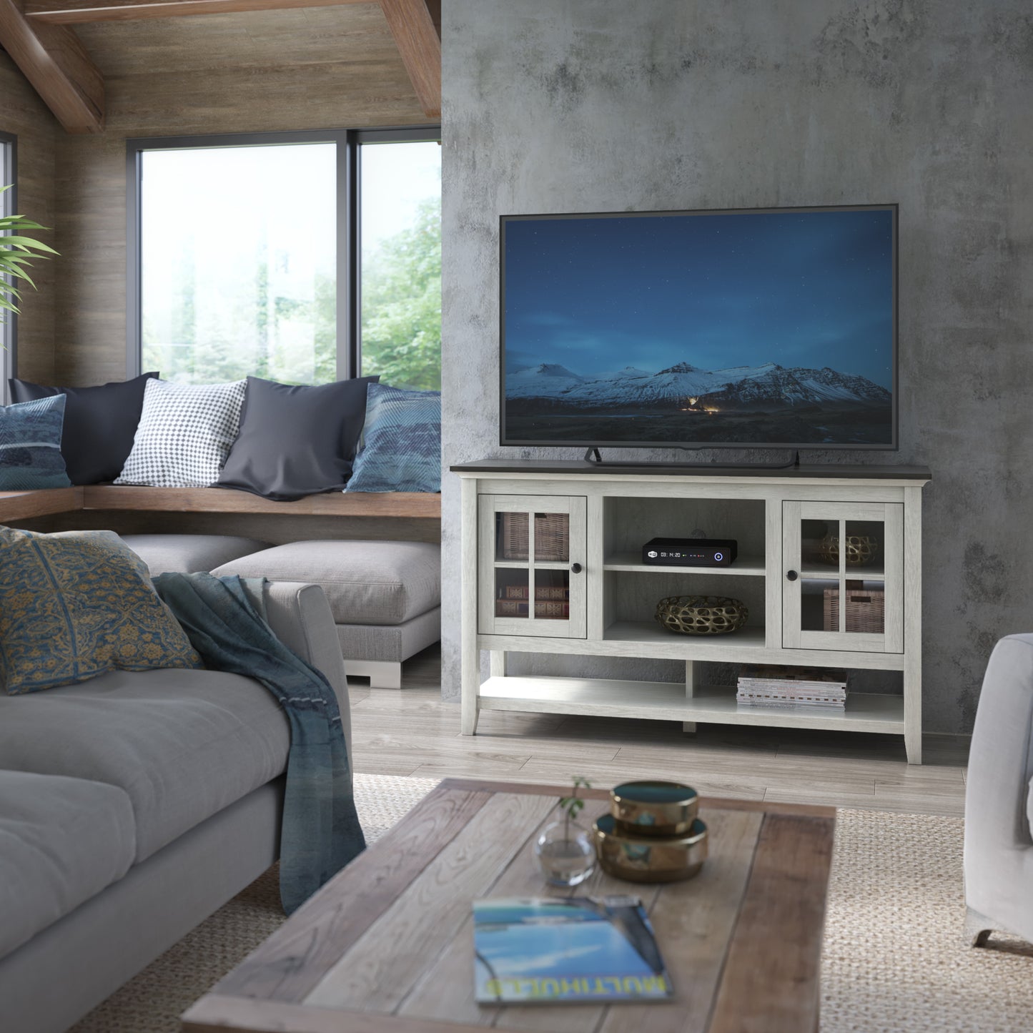 TV Stand for TVs up to 60” with Open Lower Storage
