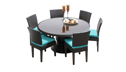 Napa 7 Piece Round Outdoor Patio Wicker Dining Set with Cushions