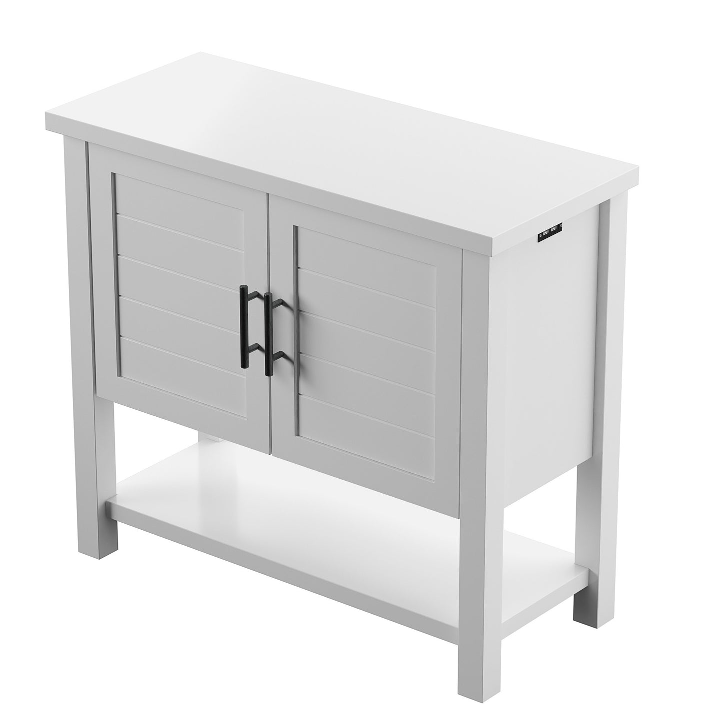 Console Table with USB Charging Ports and Louvered Doors