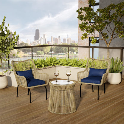 TK Classics 3-Piece Outdoor Conversation Set with Cushions