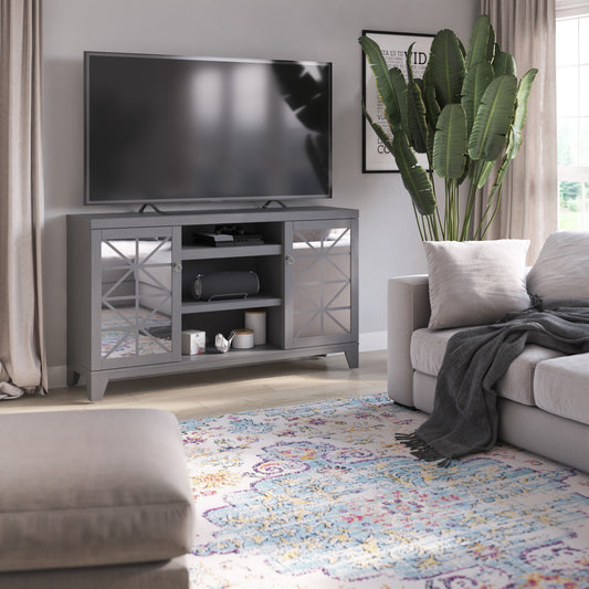 TV Stand for TVs up to 65” with Mirrored Doors