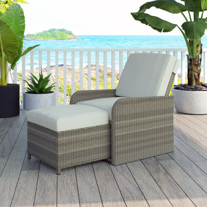 TK Classics Club Chair with Ottoman in Gray Wicker