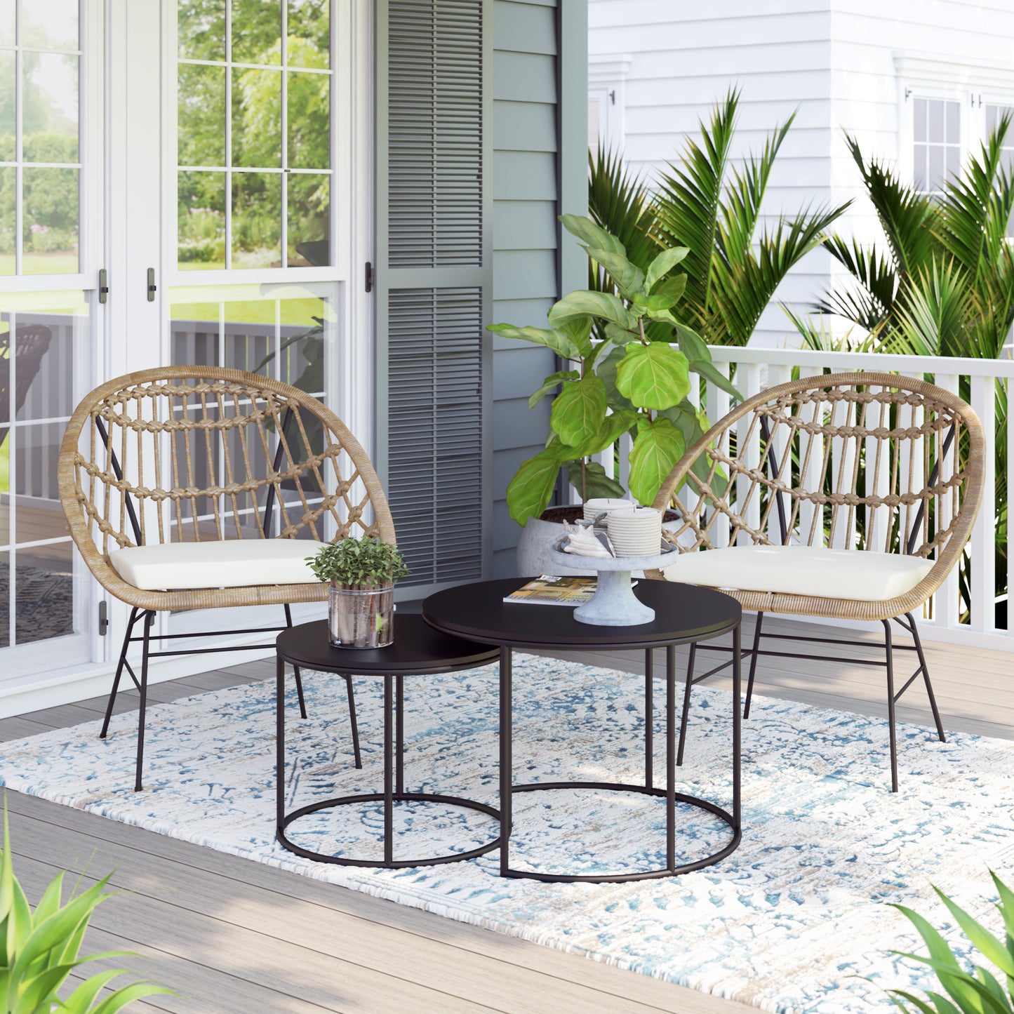 TK Classics 3 Piece Outdoor Conversation Set with Cushions