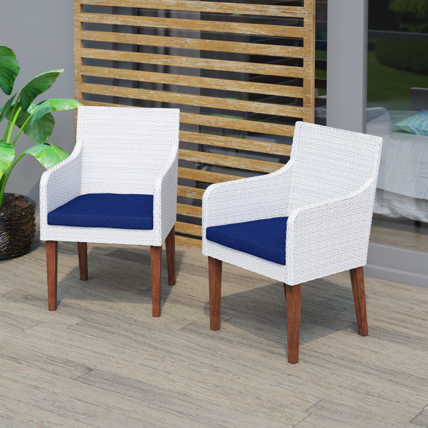 TK Classics Outdoor Dining Armchairs with Cushions, Set of 2