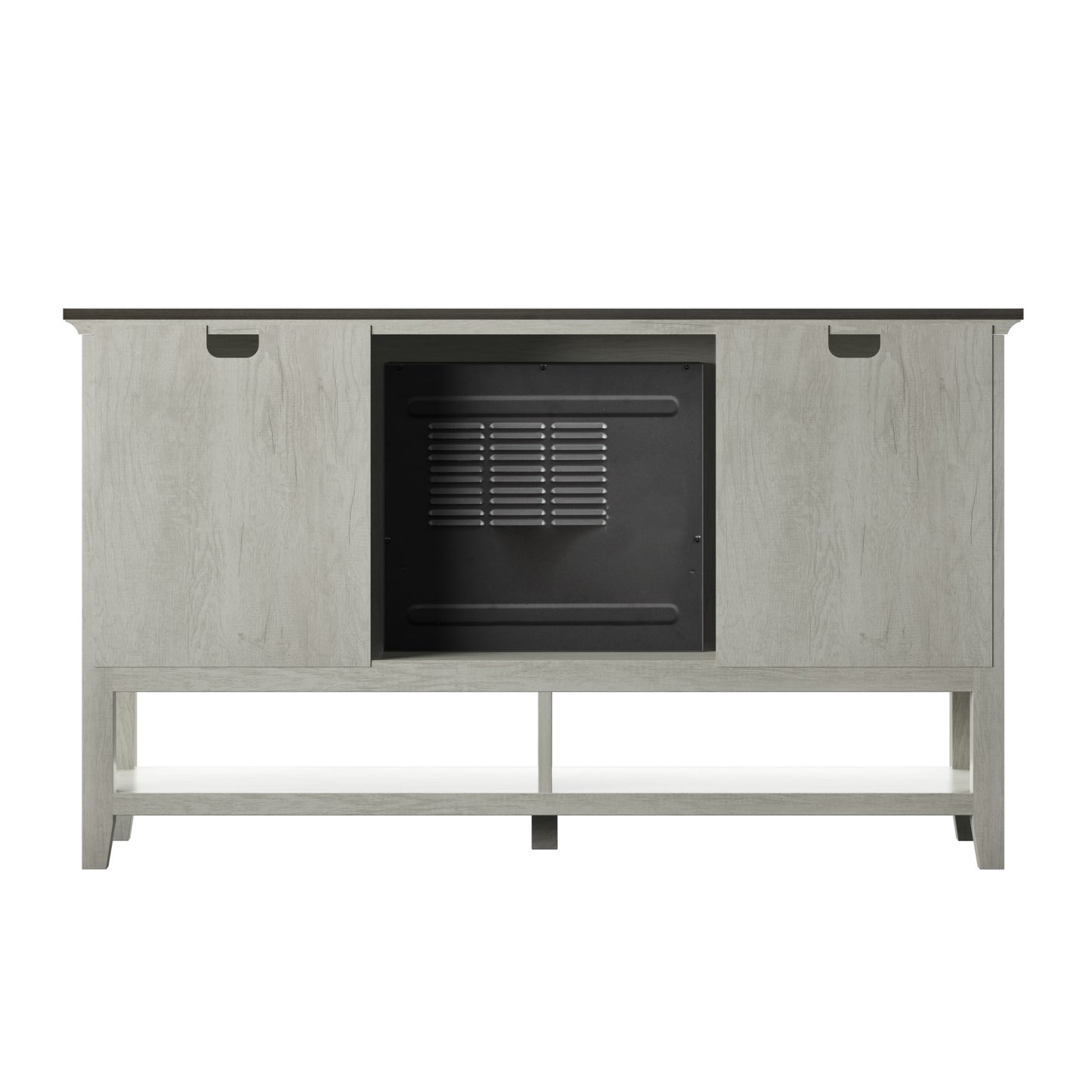 TV Stand for TVs up to 60" with Electric Fireplace and Window Pane Glass Doors