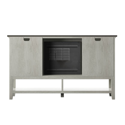 TV Stand for TVs up to 60" with Electric Fireplace and Window Pane Glass Doors