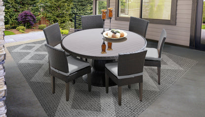 Napa 7 Piece Round Outdoor Patio Wicker Dining Set with Cushions