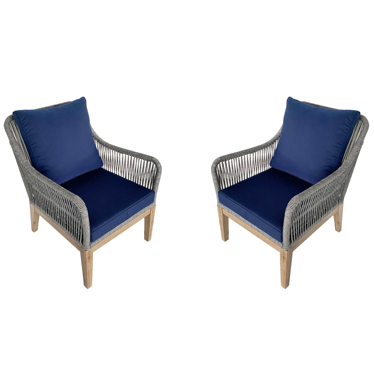 TK Classics Set of 2 Outdoor Arm Chairs with Cushions