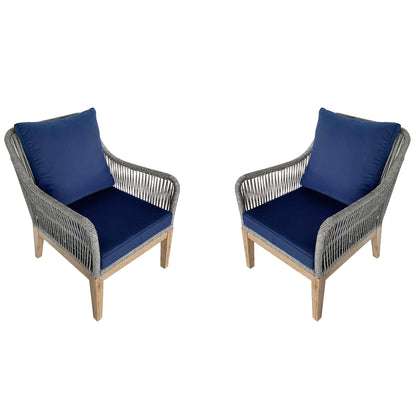 TK Classics Set of 2 Outdoor Arm Chairs with Cushions