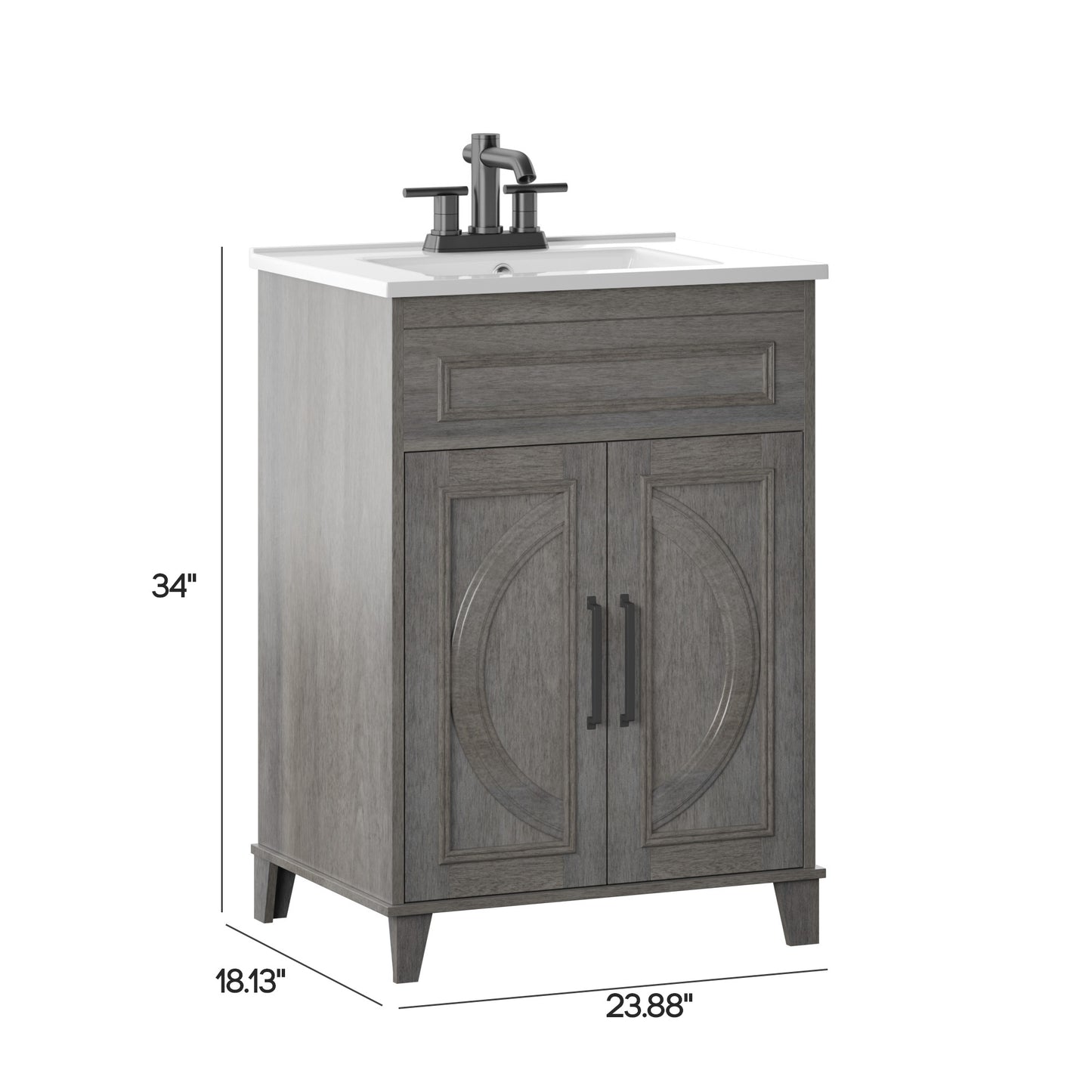 Renton 24" Single Bathroom Vanity with Decorative Mullions