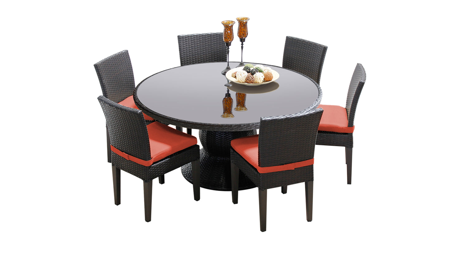 Napa 7 Piece Round Outdoor Patio Wicker Dining Set with Cushions
