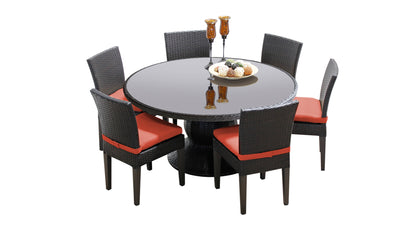 Napa 7 Piece Round Outdoor Patio Wicker Dining Set with Cushions