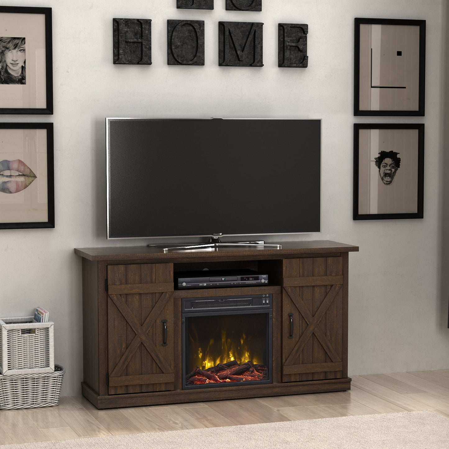Cottonwood TV Stand for TVs up to 55" with Electric Fireplace