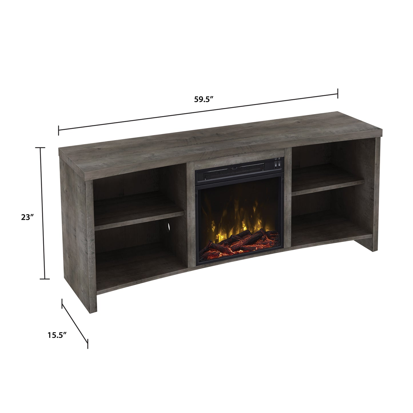Shelter Cove TV Stand for TVs up to 65" with Electric Fireplace, Valley Pine